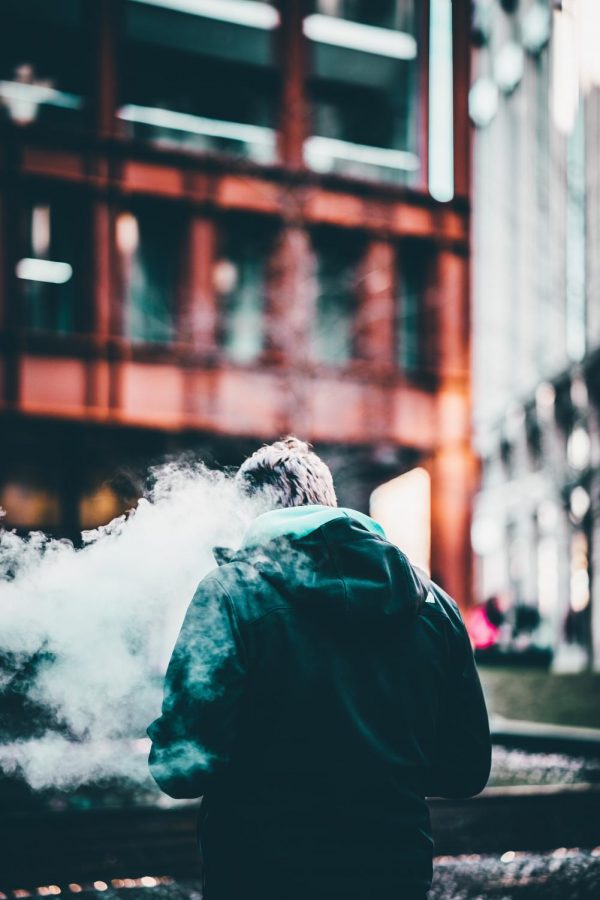 Harry Potter enjoys his vaping while taking a break outside the Google offices in Kings Cross area in London.