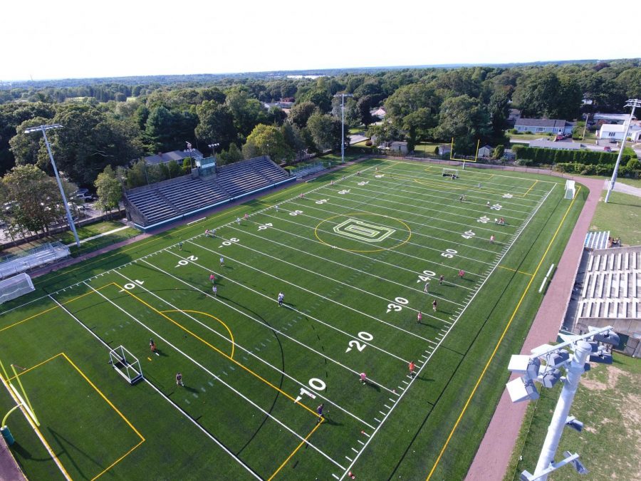 An aerial view of Memorial Stadium.