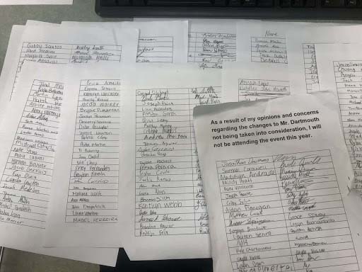 A student petition has been passed around at lunch. Students are signing to boycott this years event.