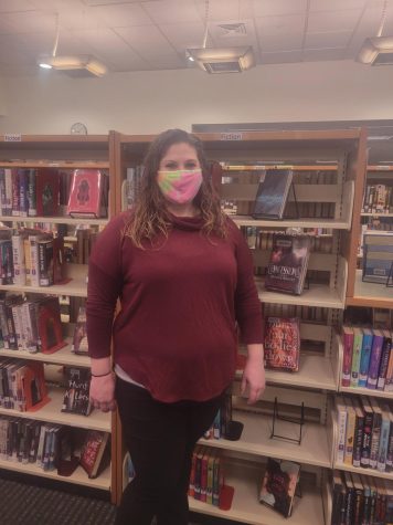 DHS English Teacher Meaghan Tully in the LMC on her first day on the job.