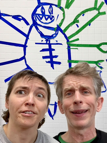 Michael Townsend (right) with a member of the Tape Art Team.